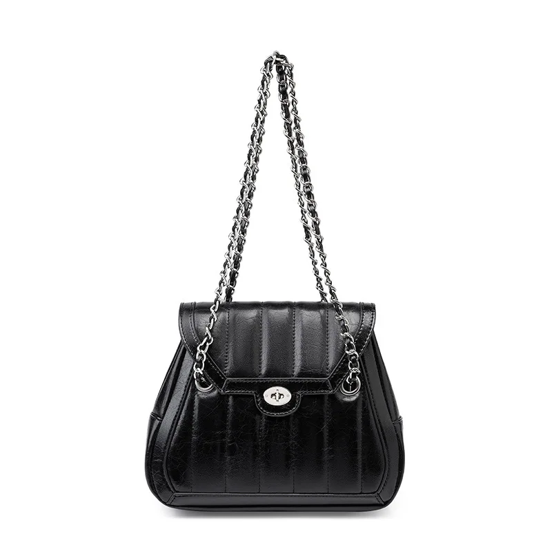 Stylish Luxury Designer Grain Leather Embroidery Chain Shoulder Casual Crossbody Bags Women Handbags Ladies Bucket