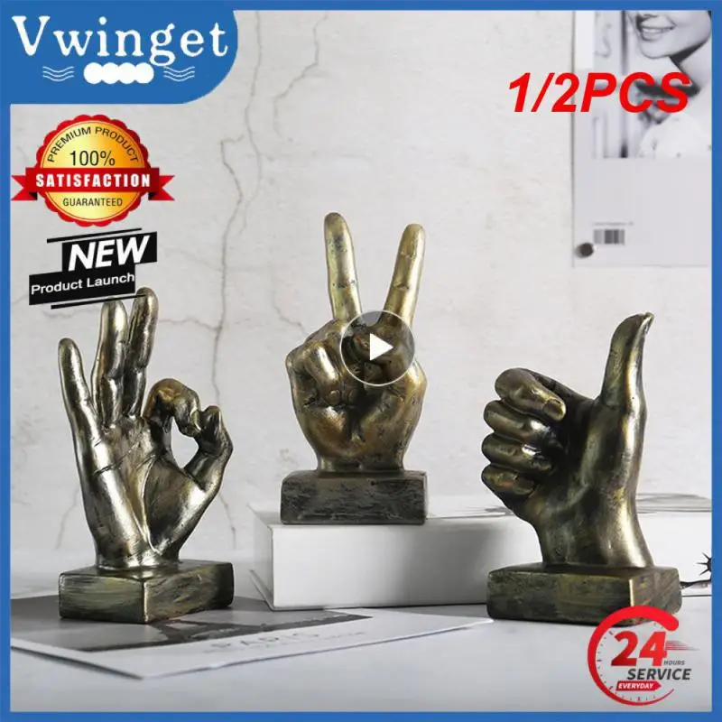 

1/2PCS Modern Resin Hand Gesture Sculpture Ornament Figurine Statue Finger Arrangement Home Coffee Shop Decor Adornment