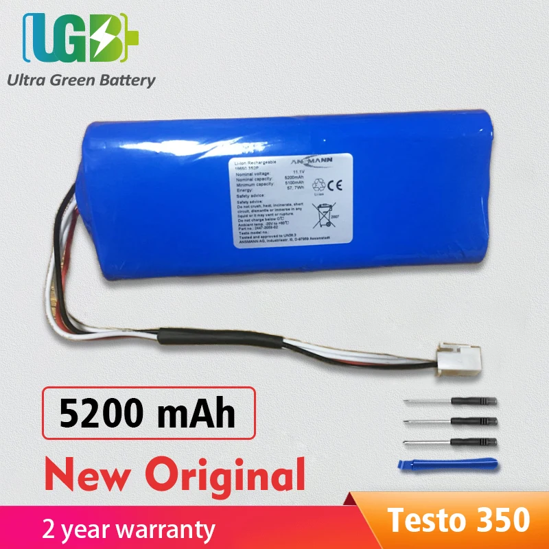 

Новый оригинальный аккумулятор UGB Testo 350 для анализатора газа Testo 350, аккумуляторная батарея 05155039 5200 мАч 11,1 В