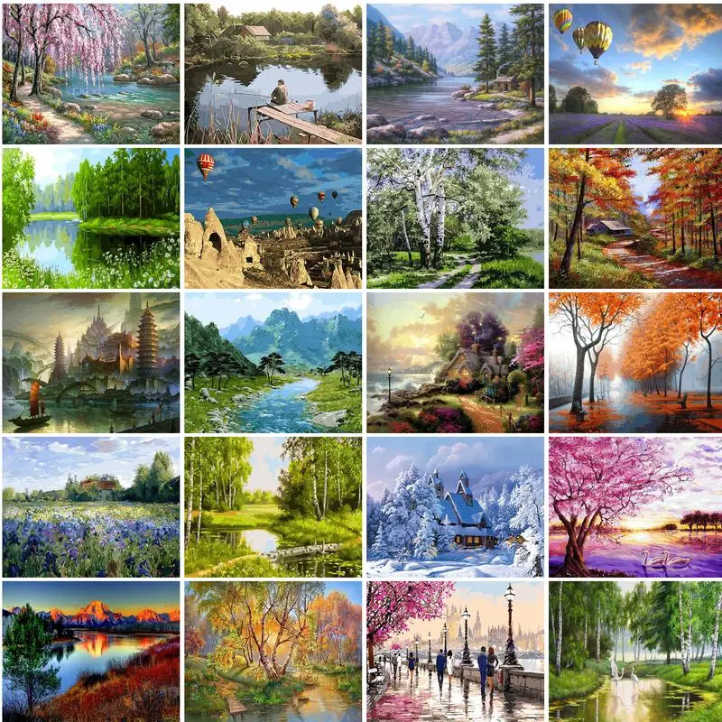

Frameless painting by number Nature Landscape On Canvas picture by numbers Home Decoration DIY For Unique Gift
