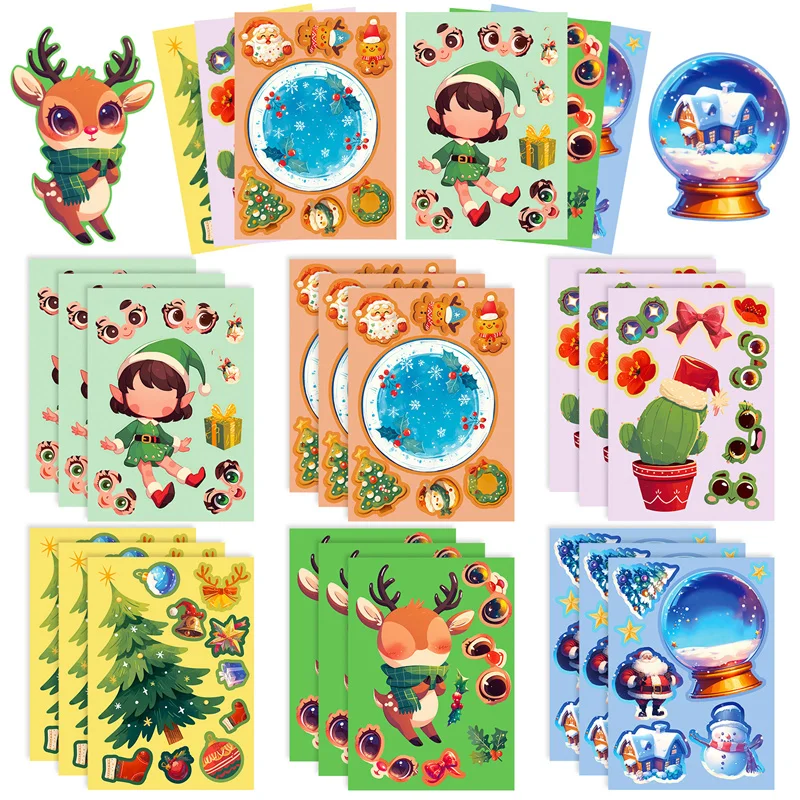 Веселые рождественские тематические наклейки для детей Детский пазл сделай сам