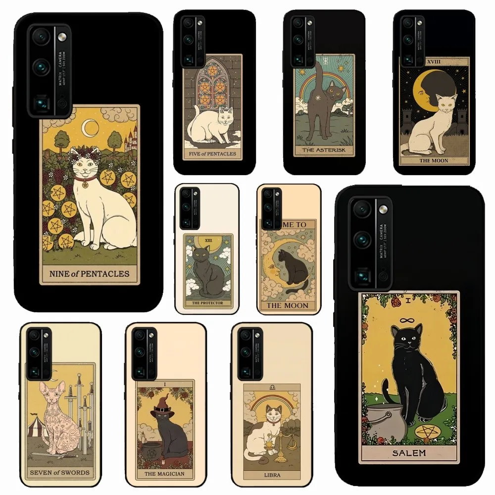 Witches Moon Tarot Mystery Totem Cat Phone Case For Huawei Honor 10 lite 9 20 7A 9X 30 50 60 70 pro plus Soft Silicone Cover