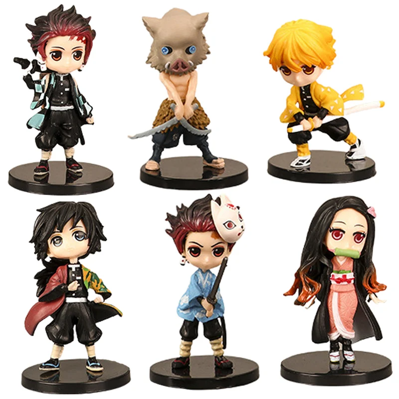 

6 Pcs/set Kimetsu No Yaiba Anime Figure Kamado Tanjirou Agatsuma Zenitsu Action Figurine Demon Slayer Nezuko Model Kawaii Toys