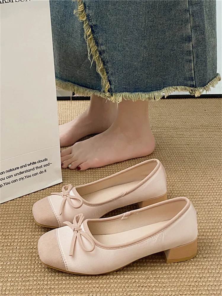 

Туфли женские с квадратным носком, мягкие повседневные кроссовки на плоской подошве, без шнуровки, с закрытым носком и бантом, Новая летняя обувь-бабочка, Sl