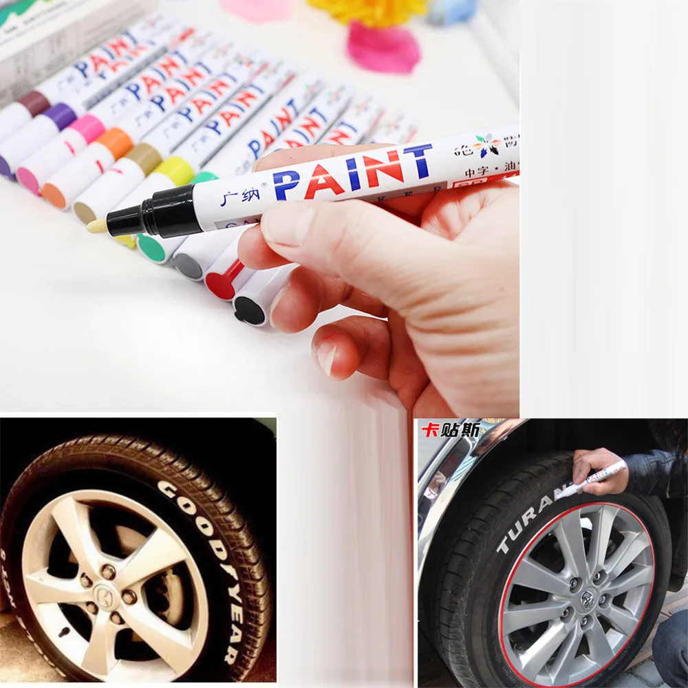 

Auto Permanent Paint Marker Pen Tread Rubber Metal Acces Colors Car Coat Paint Pen Touch Up Scratch Clear repair dfdf