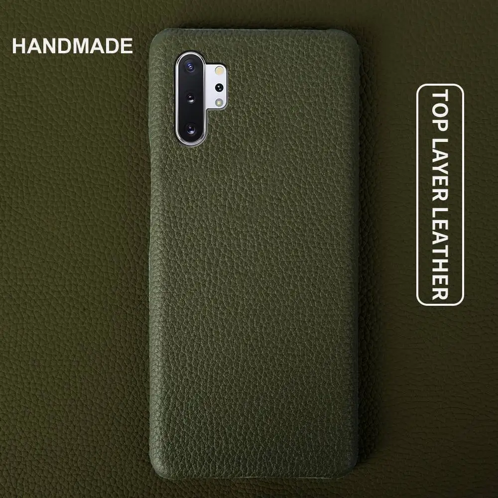 

For Carcase Samsung Galaxy Note10 Plus Case Luxury Litchi Texture Genuine Leather Cover Note 10 phone Back Cover Coque protector