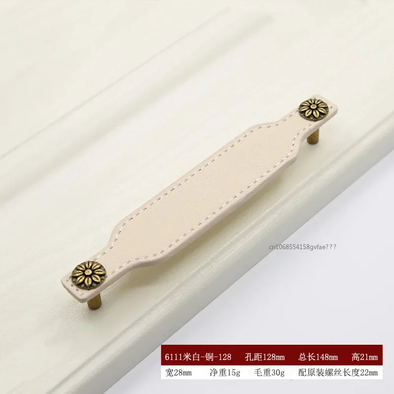 

Латунная винтажная кожаная ручка для мебели, ручки для кухонного шкафа, шкафа, ящика, ручки для дверей, ручка из коричневой кожи