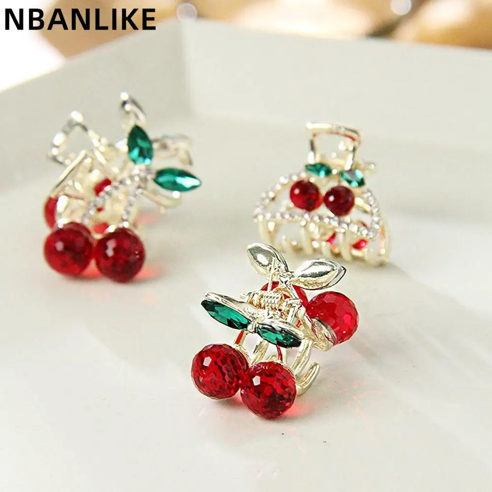 

New Korean Cute Cherry Small Hair Claw 3cm Delicate Rhinestone HairClaw Retro Simple Hair Accessories