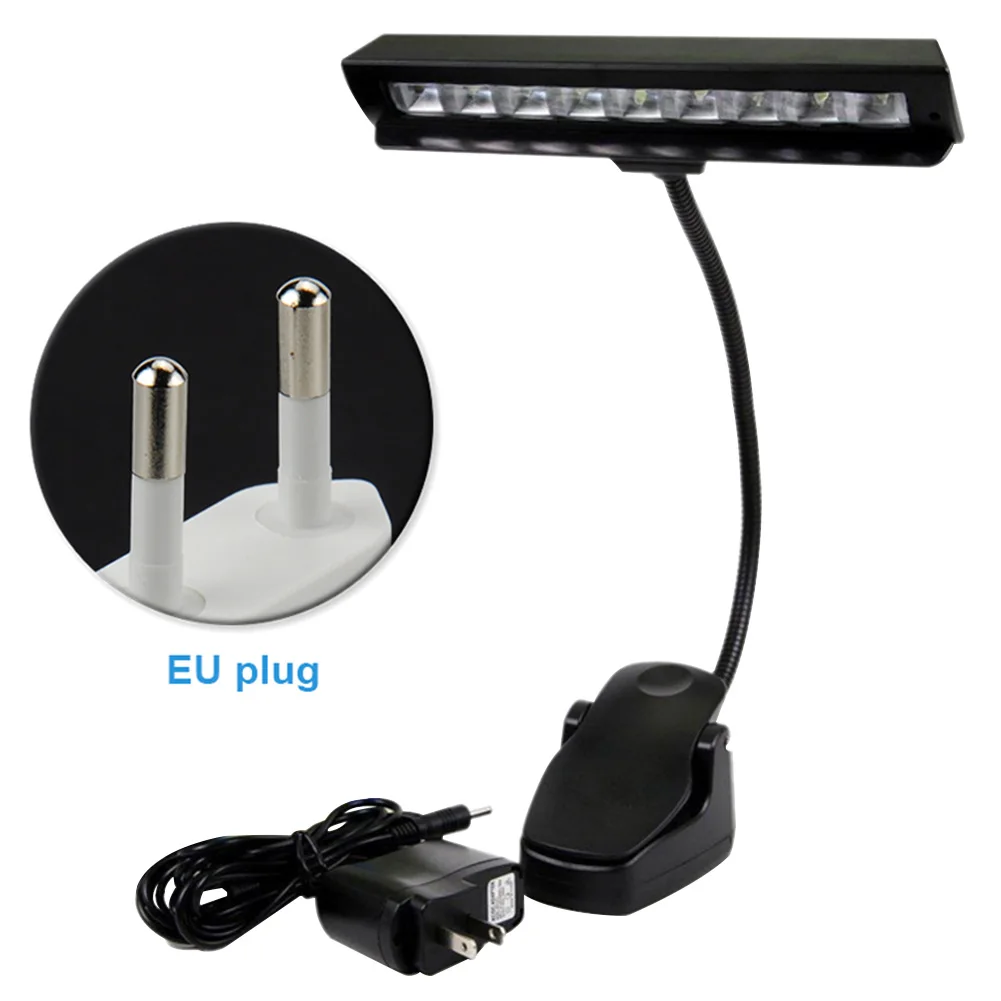 

Reading Music Stand Clip On Black Orchestra 9 LEDs Flexible Bedroom Portable With Adapter Piano Lamp