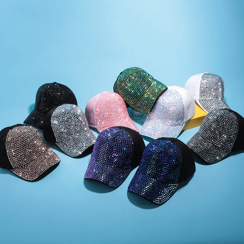 

Rhinestone Baseball cap for men and women's soft hats Color diamond travel party hats in spring and summer gorras para hombres