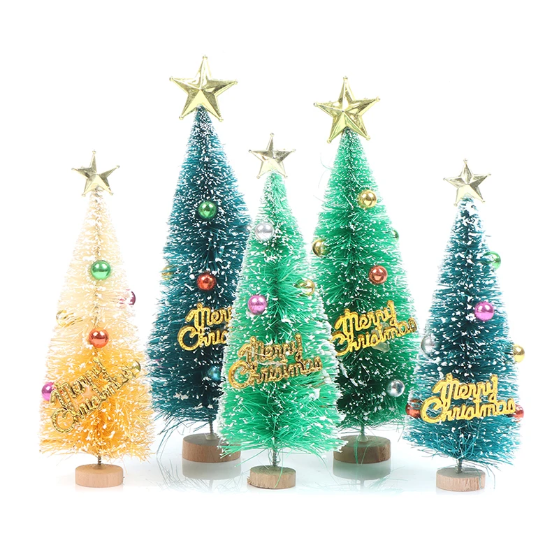 

Simulation Mini Christmas Tree Gold Green Small Pine Tree Sisal Placed In The Desktop New Year Xmas Party Ornaments 1PC