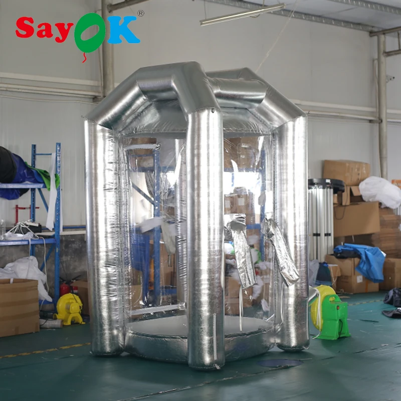 

Silver Inflatable Money Cash Booth Machine Inflatable Cash Cube Booth for business advertising promotion