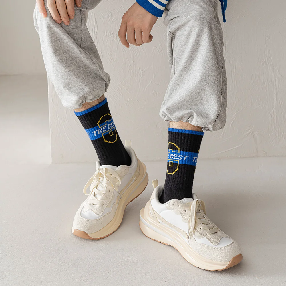 Socks for Men and Women With Sandals, Medium Tube Socks, High Top, European and American Street Ins Trend,Hip-hop Letter Sports