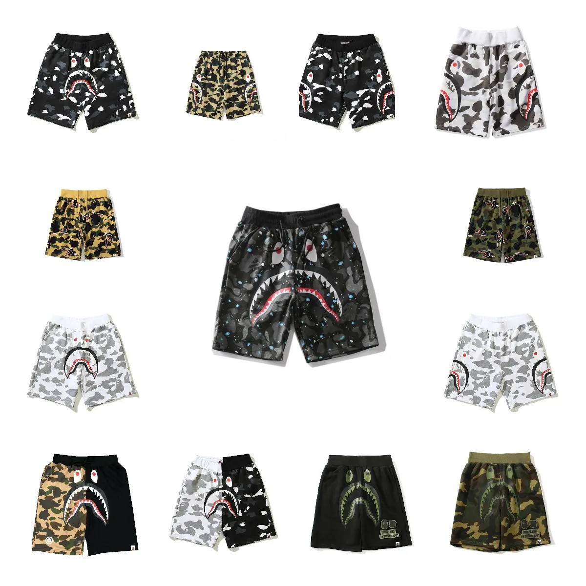 

Шорты Bape Shark Мужские/Женские для бега, пляжные спортивные джоггеры, дизайнерские модные повседневные уличные короткие брюки, летние