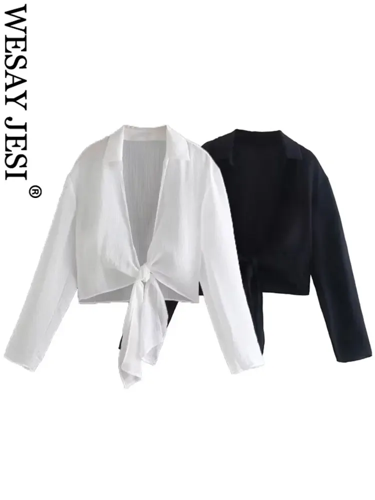 

WESAY JESI элегантная шифоновая Текстурированная рубашка Легкая однотонная модная трендовая женская рубашка с длинным рукавом короткий кардиг...