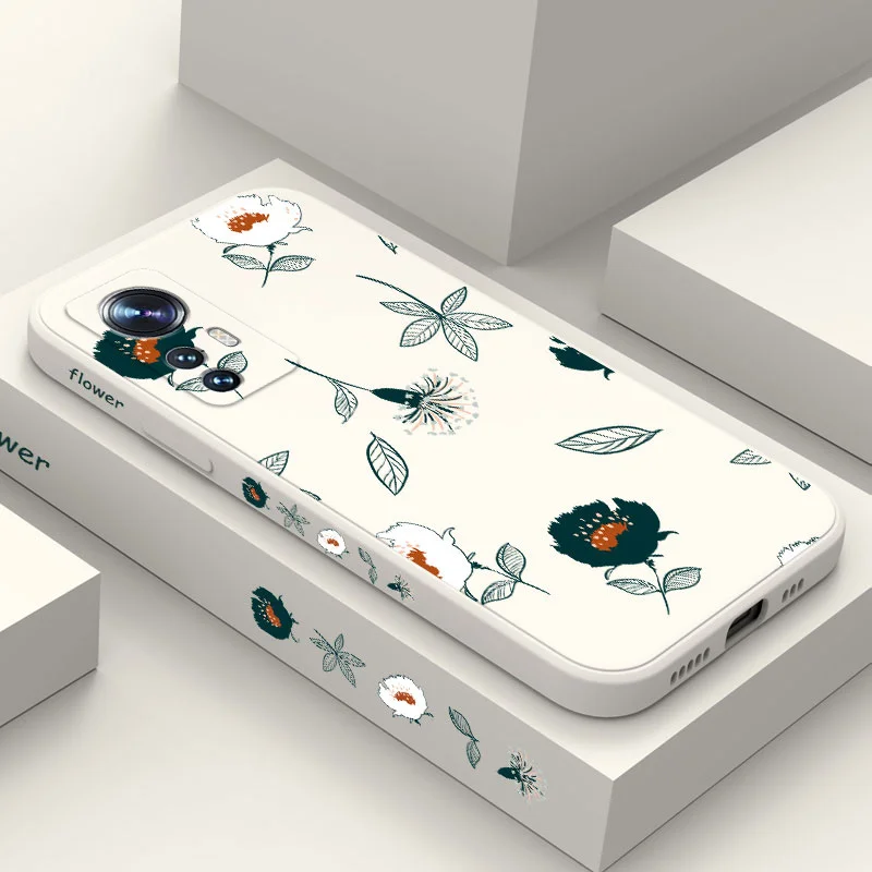 

Crayon Flowers Phone Case For Xiaomi Mi 13 12 12T 12S 11 11T Ultra 10 10T 9 9T 9SE 8 Pro Lite 5G Liquid Silicone Cover