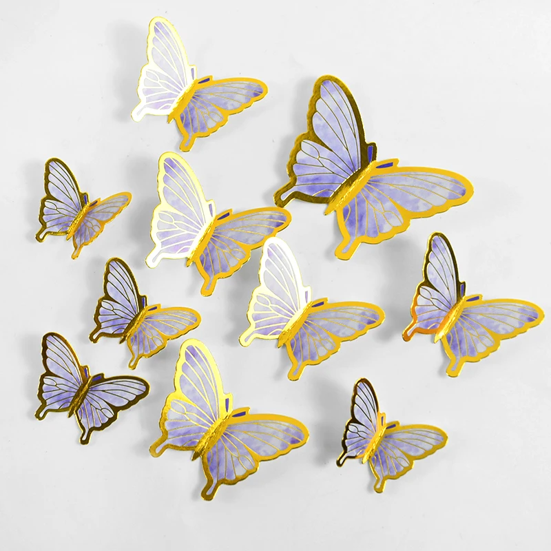 

Stamping Gold Pink Purple Butterfly Cake Toppers Princess Girl Happy Birthday Cake Decoration Wedding Dessert DIY Baking Supply