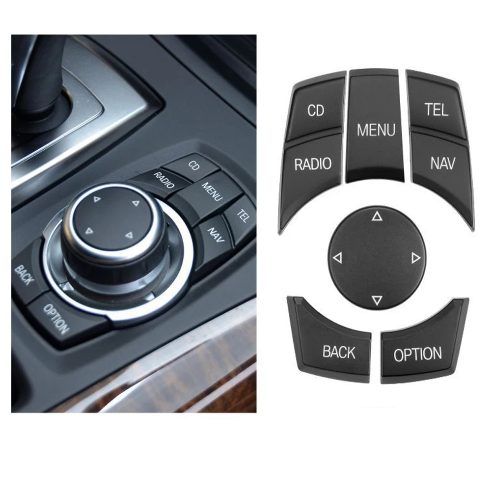 Фото Для BMW E шасси 1, 3, 5, серии X1 X5 X6 E90 E70 E60 E71 Внутренняя консоль автомобиля iDrive Мультимедийная кнопка управления Сменная крышка №4
