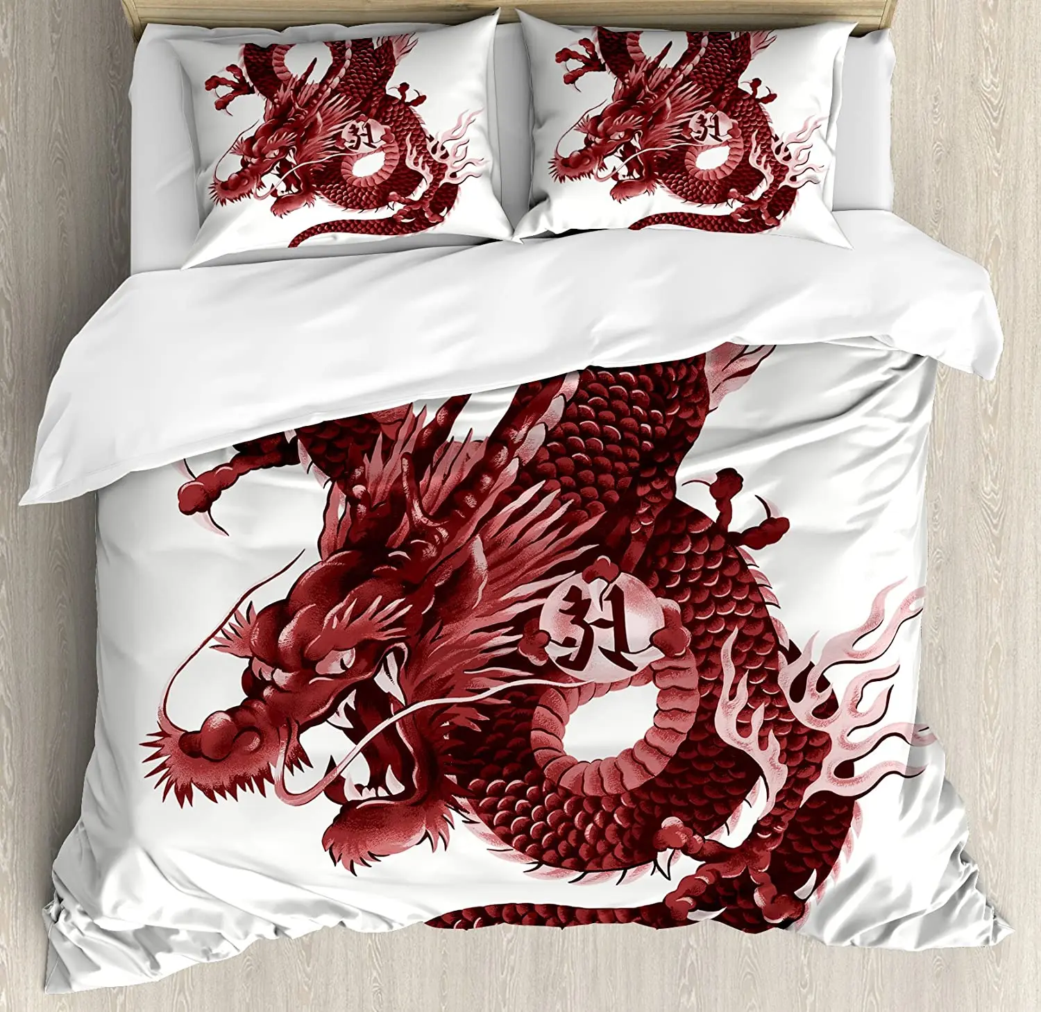 

Комплект постельного белья Dragon для спальни, домашняя японская фигура дракона Татсу, символ персонажа Deity, священный пододеяльник, наволочка
