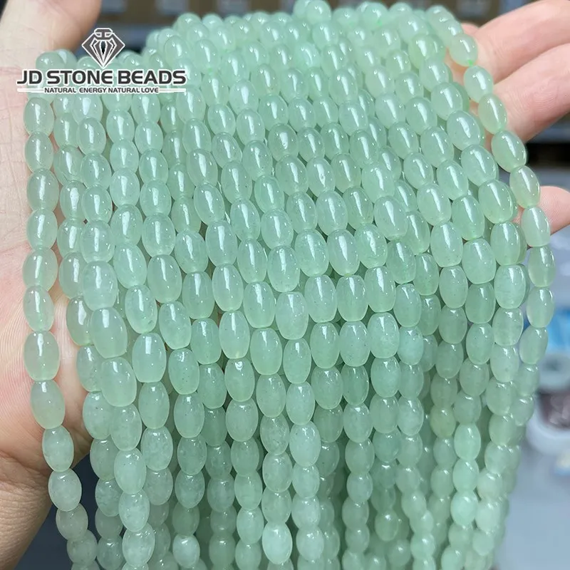 

6x9mm Natural Green Aventurine Rice Shape Beads Polished Loose Spacer Jade Bead For Jewelry Making Diy Bracelet Necklace 15"