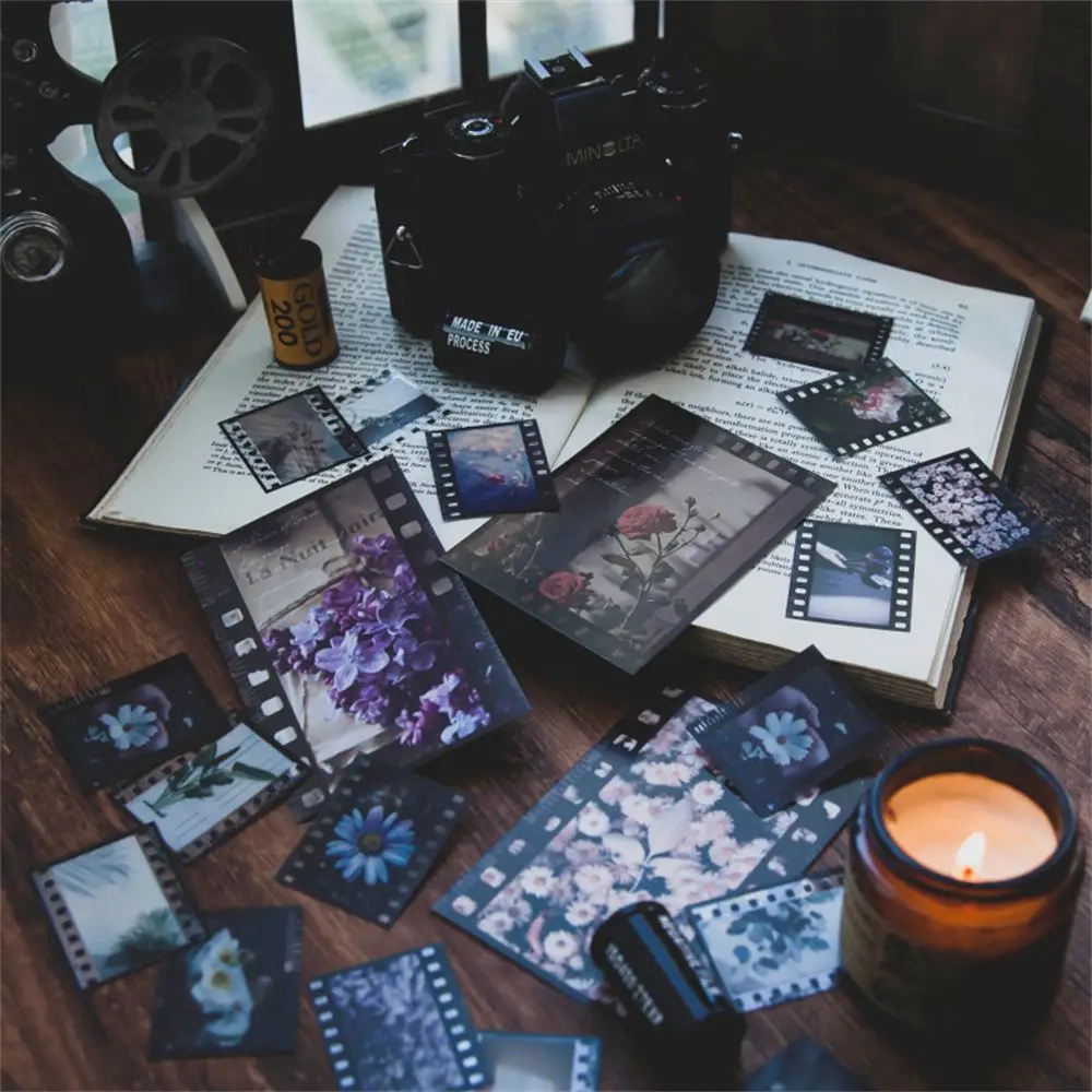 

30PCS Journal Decorative Scrapbook Vintage Freeze Time Series Plant Film Strip PET Stickers Life Light Shadow