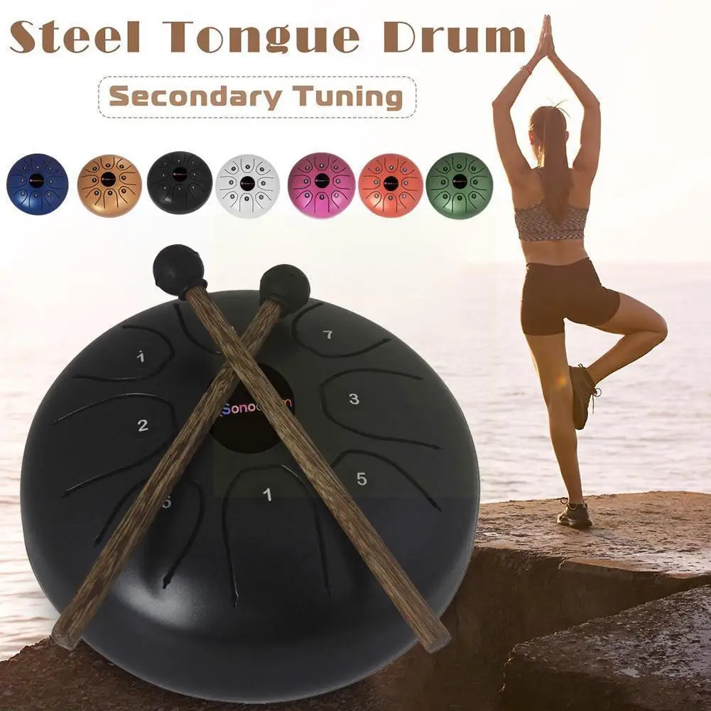

5.5 Inch Mini Drum 8 Tone Steel Tongue Drum Instrument C-tuned Drum Children Adult Tambourine Drum Ethereal Percussion Begi F4x1