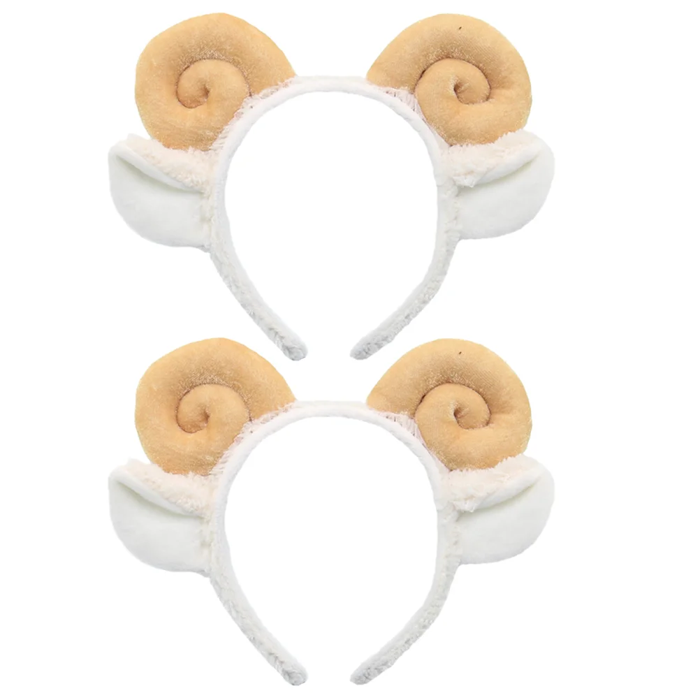 

Croissant Headband Animals Cosplay Hair Hoops Lamb Ear Sheep Horn Headpiece Makeup