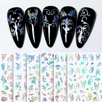 2 sheets aurora colorful holographic 3d bronzed rattan bohemian totem adheisve nail art stickers decals manicure ornaments