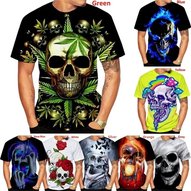 

The Latest Hot Sale 3D Skull T Shirts MenWomen Summer Fashion Leaf Printed T Shirt Oversized Shirt Loose Pullover Tees Tops Male