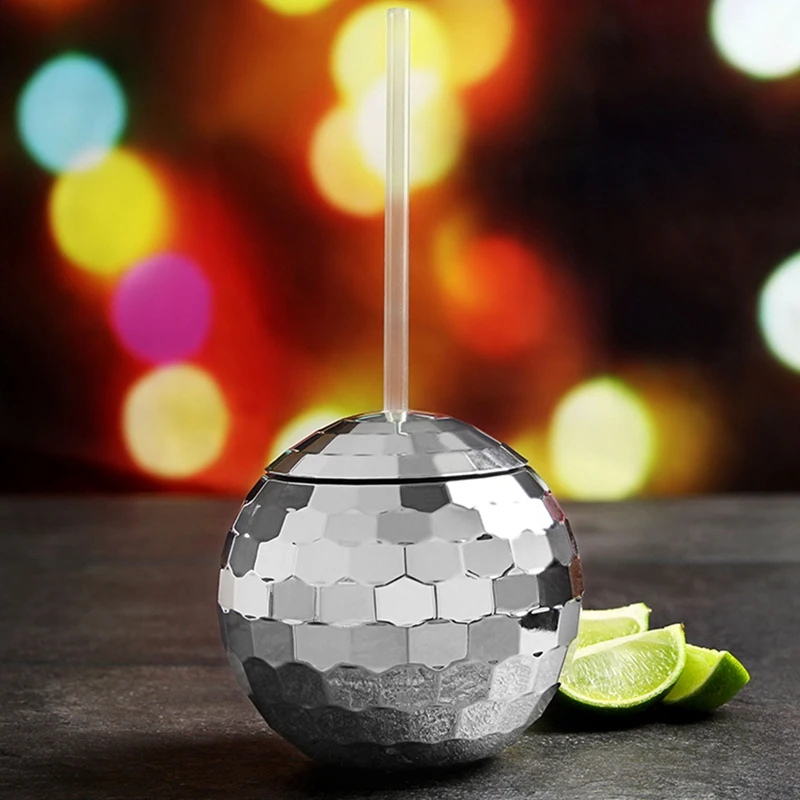 

Unique Disco Ball Cups Flash Cocktail Cup Nightclub Bar Party Flashlight Straw Wine Glass Drinking Syrup Tea Bottle