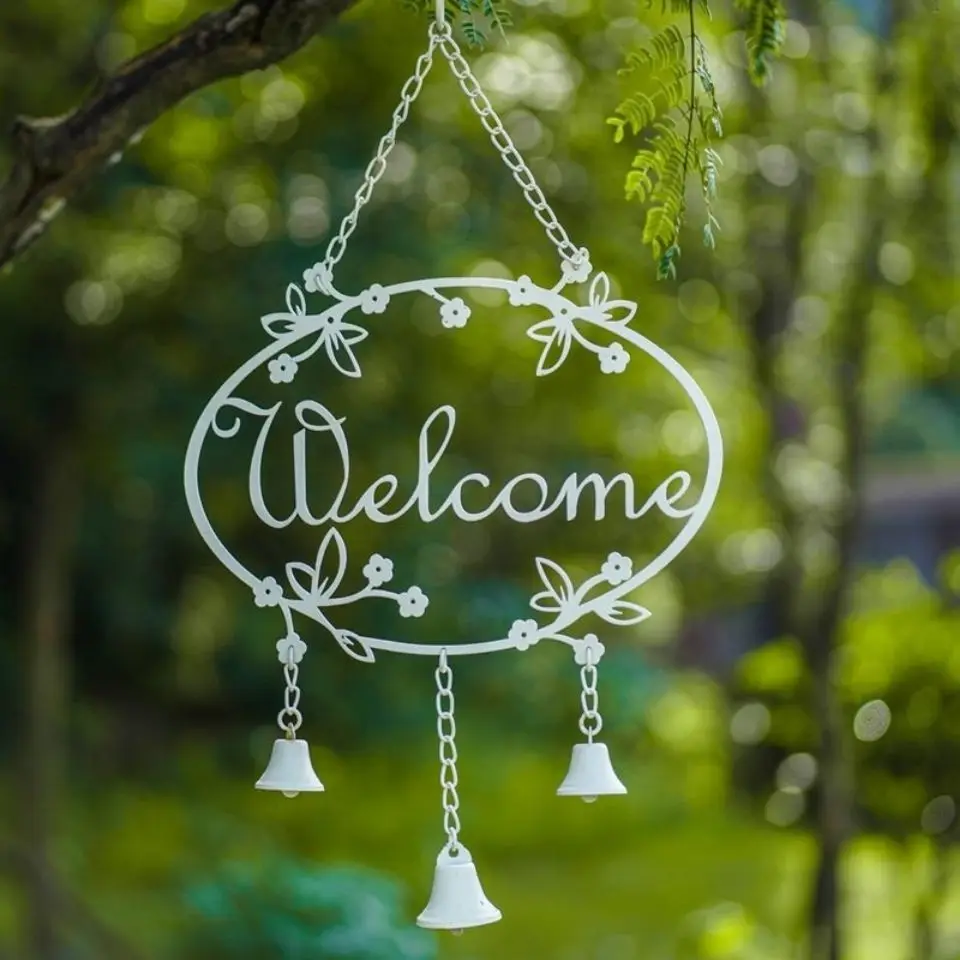 Wrought Iron Welcome Brand Butterfly Angel Wind Chime Bell Hanging Ornaments Outdoor Garden Pendant Crafts Courtyard Accessories