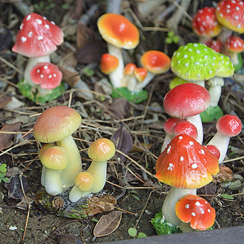 

Mini Mushroom Resin Crafts Fairy Garden Miniatures Ornament Decoration Terrarium Figurines DIY Micro Landscape Dollhouse