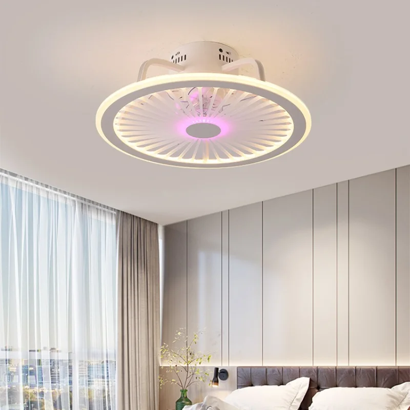 

110V / 220V Nordic Simple Bedroom Ceiling Fan Lamp Invisible Restaurant Living Room Children's Room Intelligent Fan Home Decor