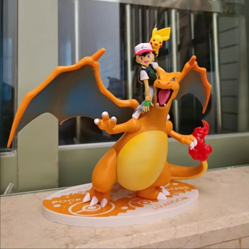 16cm Bandai Pokemon Charizard Pikachu Ashen Ketchum Action Anime Doll Doll Home Accessories Children's Toys Christmas Gift