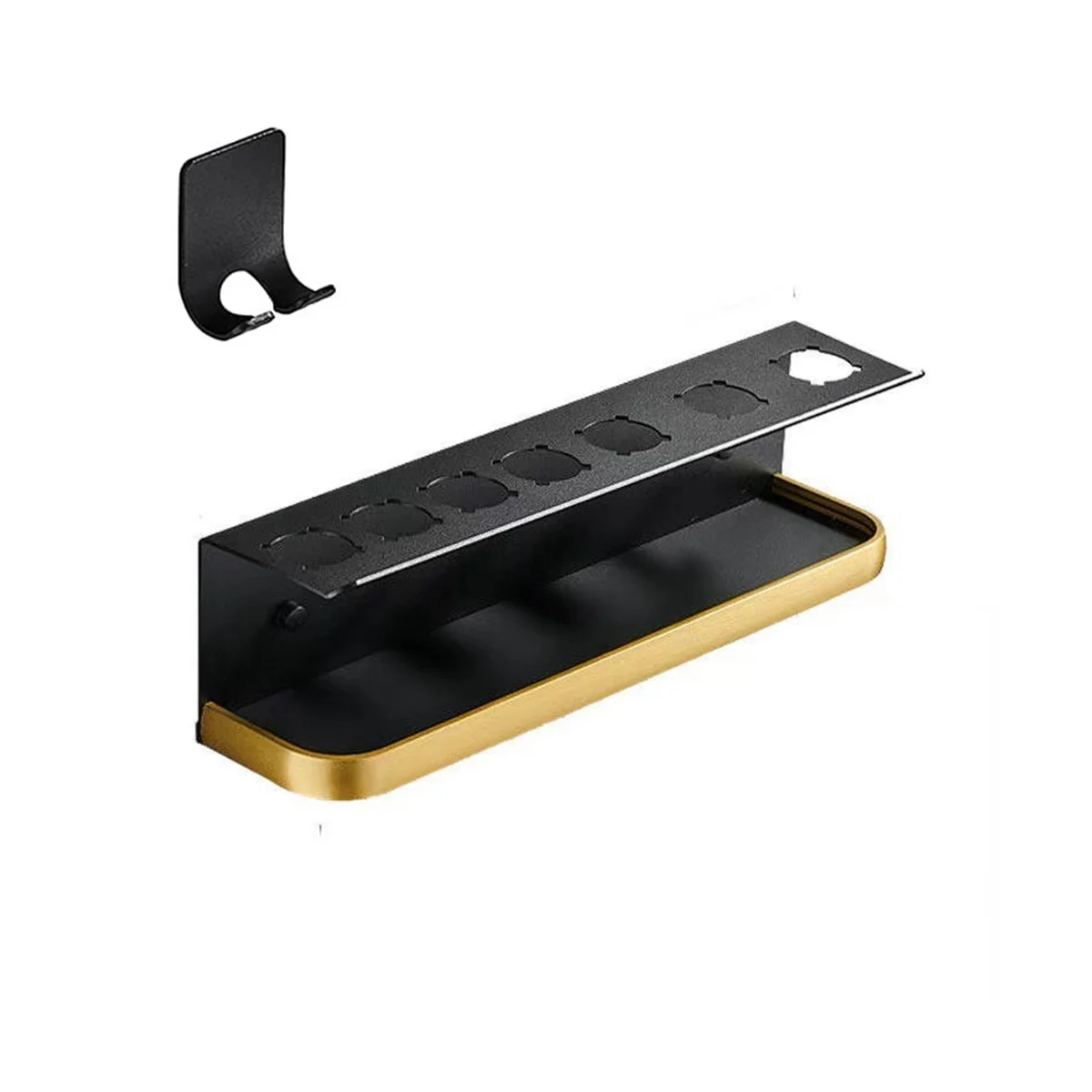 

Новая настенная вешалка для сушки волос, Плойка для хранения, подходящая для ванной комнаты, полка для хранения инструментов для ухода за волосами, золото