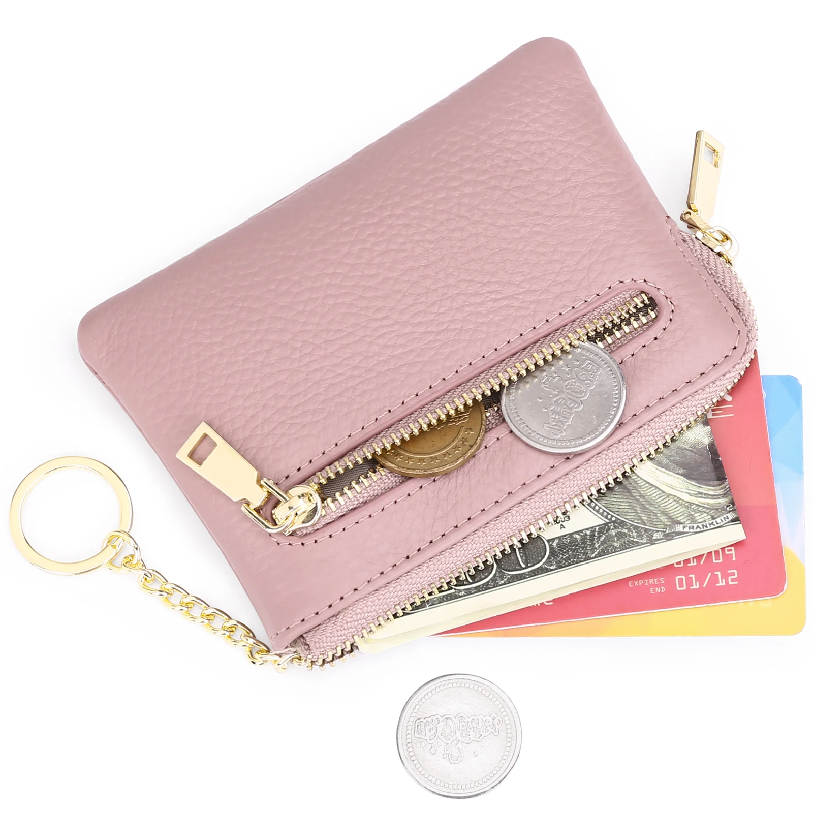 Women's Coin Purse Mini Wallet Key Storage Bag Leather Small Zipper Wallet Ladies Trendy Card Cash Holder Dollars Pocket