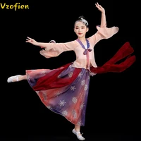 childrens classical dance costumes ancient yangko dance wear modern hanfu clothing fan dance waist drum stage costume
