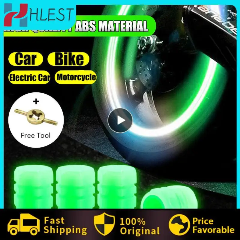 

Tire Valve Cap Durable Luminous Wheel Tyre Rim Stem Covers Universal Dustproof Stem Caps Car Accessory Fluorescent Valve Cap