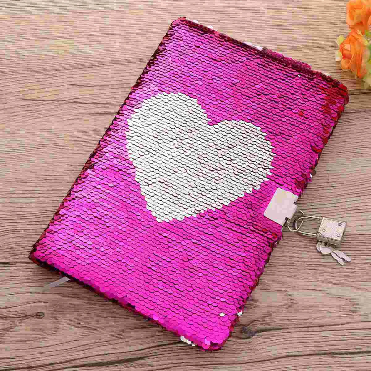 

Colorful Love Heart Notebook Sequin Secret Diary with Lock Reversible Notebook Private Journal Travel Journal Gift for Adults