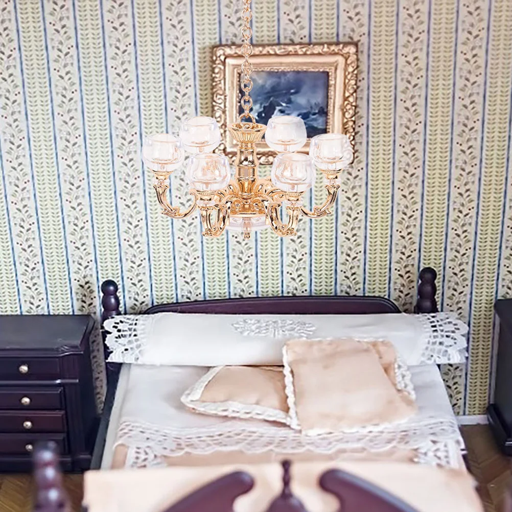 2 шт. люстра для кукольного домика подвесной светильник имитация мини-лампы