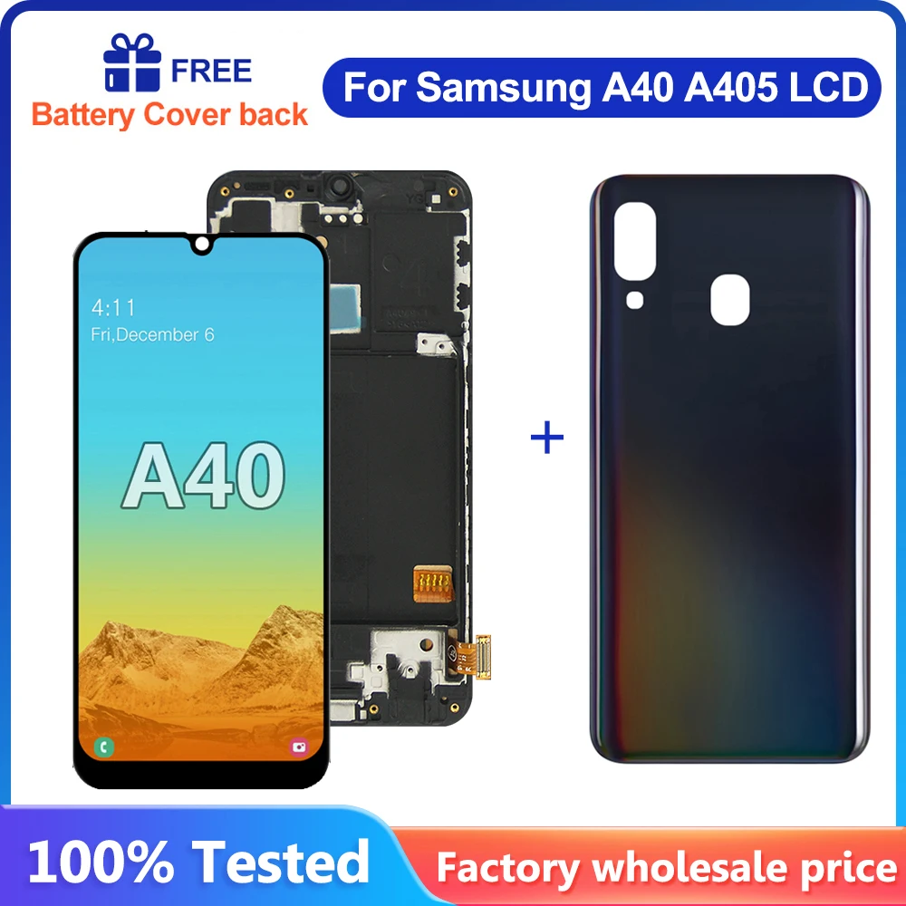 100% протестированный для Samsung A40 LCD 2019 A405 ЖК-дисплей сенсорный экран дигитайзер в сборе с рамкой запасные части для ремонта