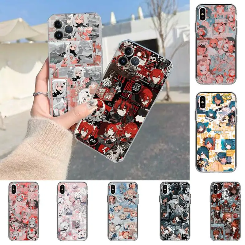 

Genshin Impact Anime Phone Case For iPhone 13 14 Pro Max XS XR 12 11 Pro 13 Mini 6 7 8 Plus Clear Back Cover Capa