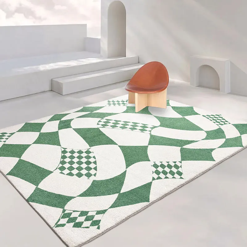 

Nordic Rhomboid Checkerboard Thickened Carpet College Style Living Room Large Area Rugs Bedroom Bedside Soft Rug Cloakroom Mat