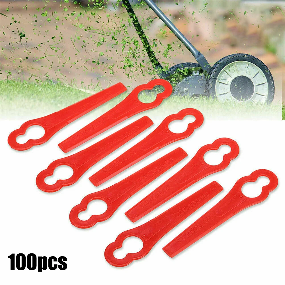 

100pcs Red Plastic Replacement Blades 83mm For Cordless Grass Trimmer Lawn Mower Garden Power Tool Parts