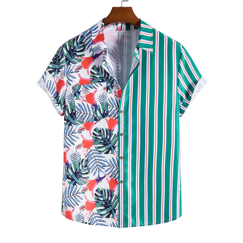 

Stylish Floral Striped Short Sleeve Shirt Men Chemise Homme 2022 Brand Summer Hawaiian Beach Shirt Mens Harajuku Casual Shirts