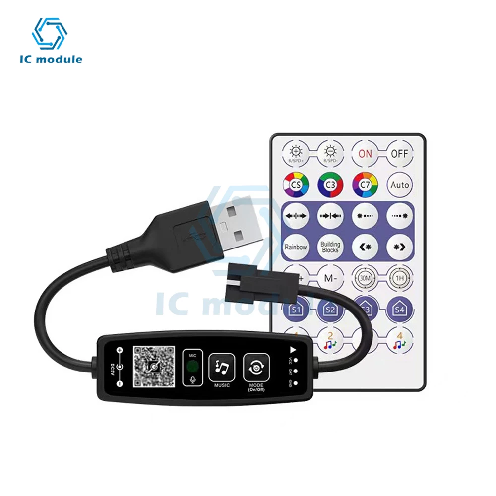 

DC5-24V Controller Wireless Music for Pixel LED Strip Light SK6812 WS2811 WS2812 LED Light Strip USB 5V APP Remote Controller