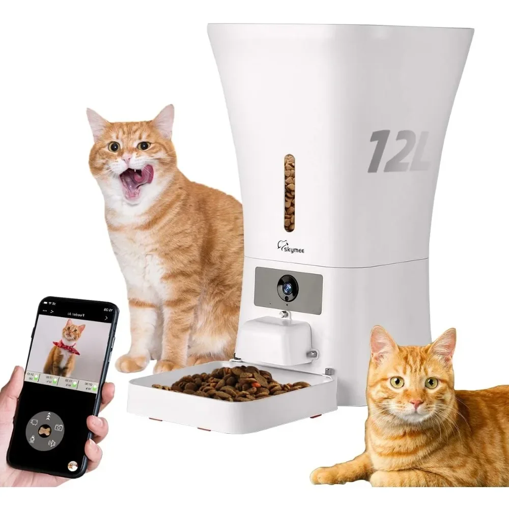 

Раздатчик еды SKYMEE для кошек и собак, 12 л, Wi-Fi, 1080P Full HD, раздатчик еды для домашних животных