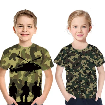 Camouflage Color Graffiti 3D  Printing T-Shirt Boys Girls Anime Graphics Kids Pattern Children's Baby O-Neck Top Summer Clothes 1