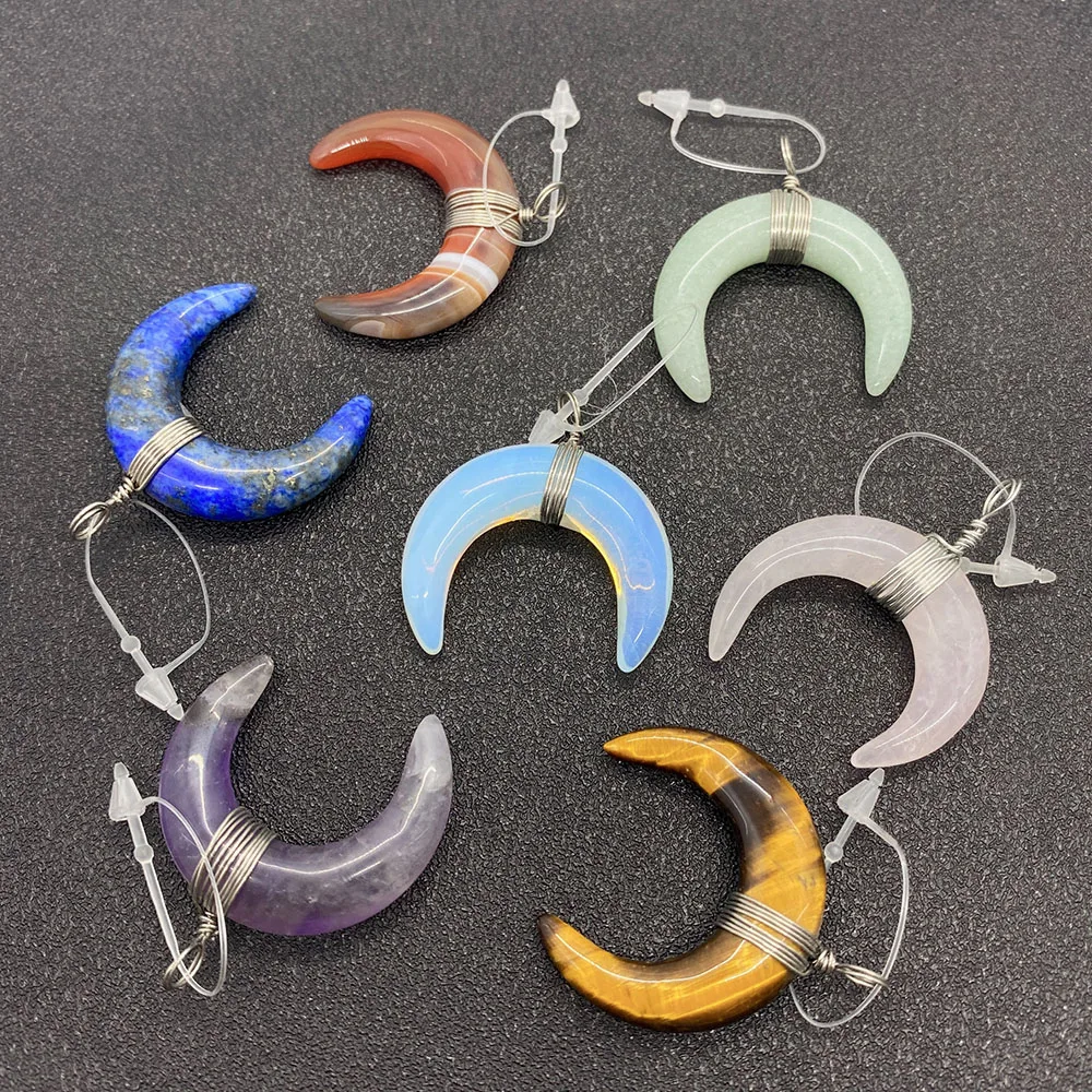 

Wholesale Multicolor Moon Lotus Shape Pendant Natural Stone Material for Jewelry Making DIY Handmade Accessories Bead Decoration