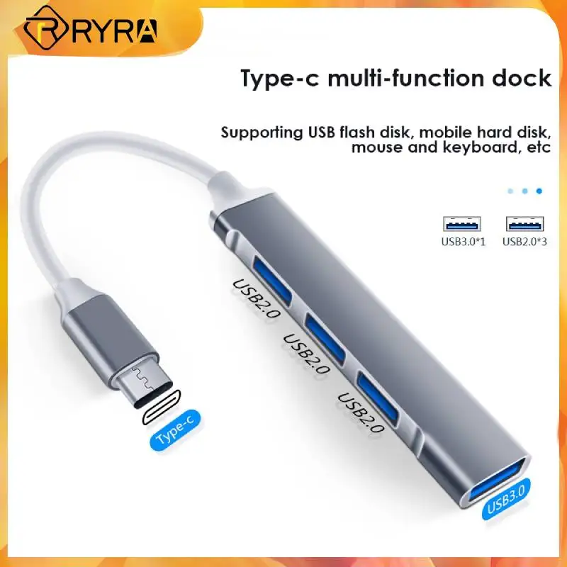 

RYRA USB 3.0 Hub 4 In 1 Expansion Dock High Speed Expander Type C Splitter Adapter OTG For PC Laptop Computer Office Accessories